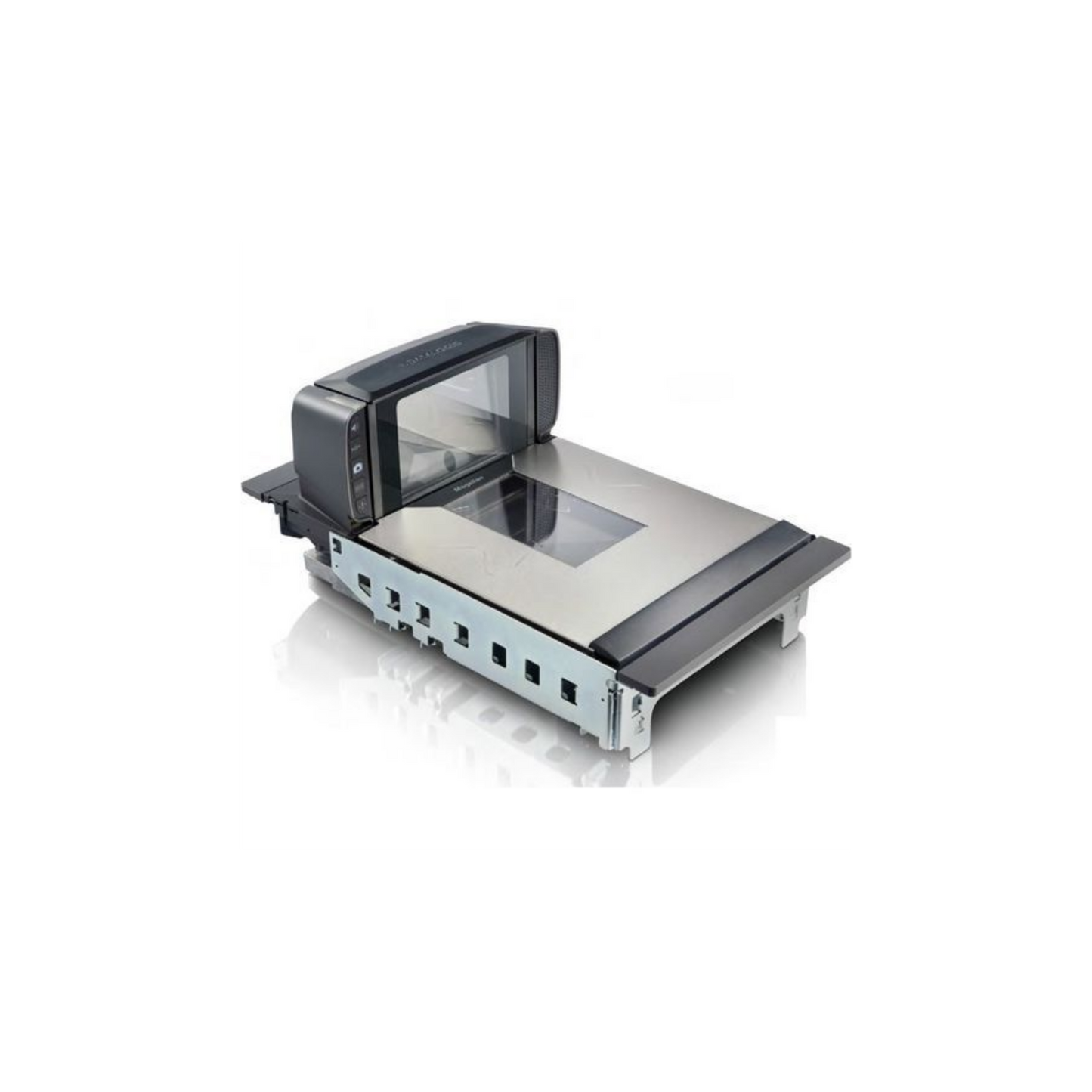 Datalogic Magellan 9400i scanner/scale, English No Display, Long sapphire platter w/fixed produce rail/flange mount, US single interval/English, Digimarc w/scale sentry, None, CSS w/bonnet mount, US brick &cord, RS232 cable/ICL9620,NCR PC