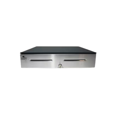 Apg, S4000, Heavy Duty Cash Drawer, Multipro 24V, Black, Stainless Steel Front, 18X16, 2 Media Slots, Till Included, Requires Cable