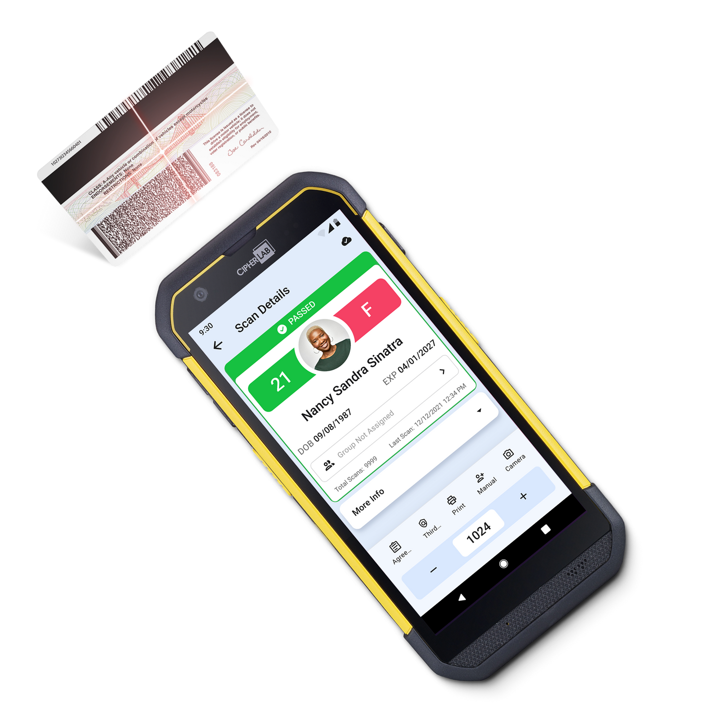 Cipherlab, RS36, Mobile Computer, Android 12, BT5.1/WIFI6/NFC, 4GB RAM, 64GB ROM, SR 2D Imager (SE4770), 5.5'' HD+, 16mp PDAF Rear Camera, 5MP Fixed Focus Front Camera, GMS/AER, 4000 Mah, USB Snap-On Kit, US Adapter