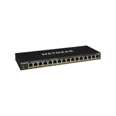 Netgear GS316P Ethernet Switch, 16 Ports, 2 Layer Supported, Twisted Pair, Desktop, Wall Mountable, Rack-mountable