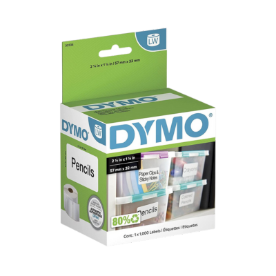 Dymo, Labels, 2.25" X 1.25" Multipurpose Labels, 1,000 Labels, 1 Roll