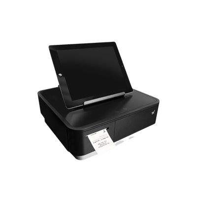 Star Micronics, mPOP, Integrated Printer & Cash Drawer, Universal Tablet Stand, USB Cable, Int PS, White/Black